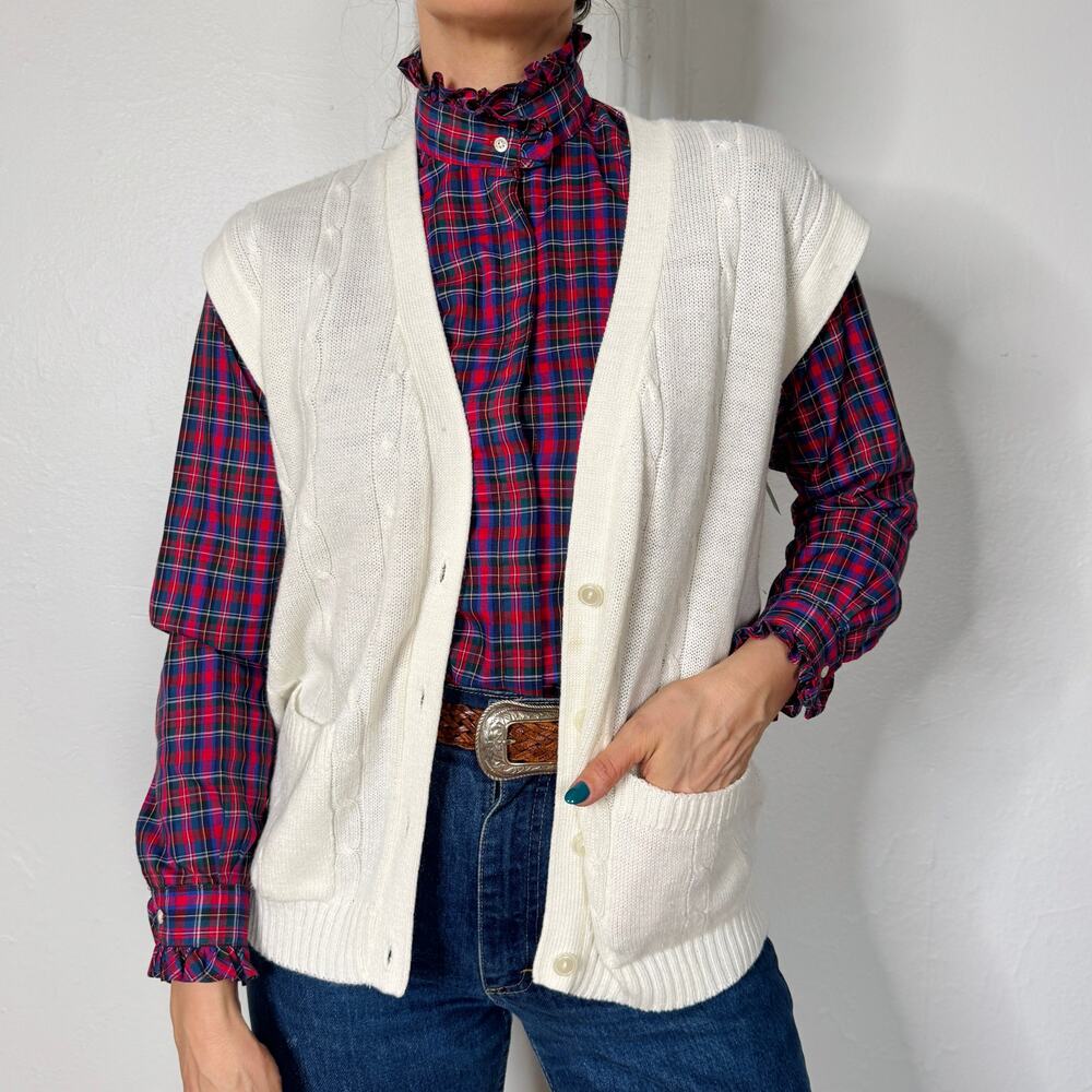 80s‎ Cream Sweater Vest Size L